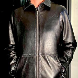 Beautiful women’s black leather jacket.